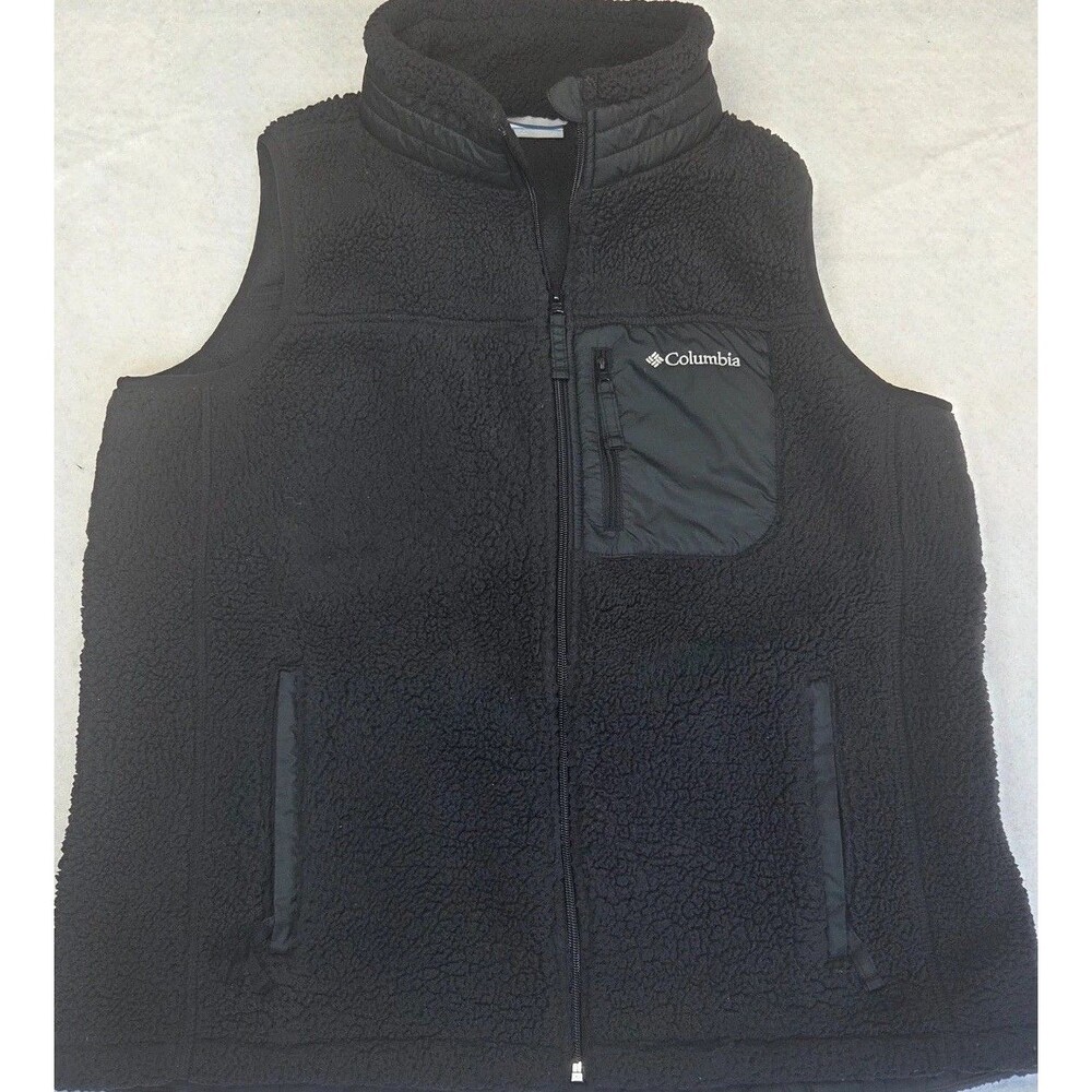 Columbia Sherpa Fleece Vest Black Full Zip Women’s XL